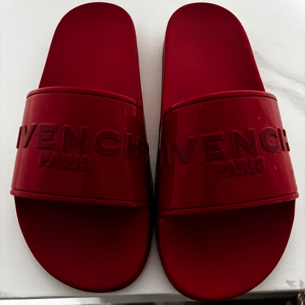 Givenchy red rubber slides